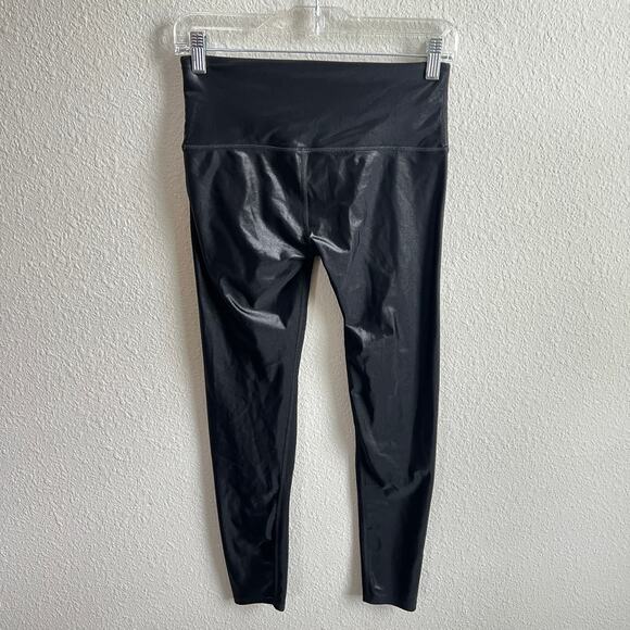 Noli Black Shimmer Mid Rise Leggings Women's S Ankle Stretch Shiny Athletic Gym - Picture 3 of 5